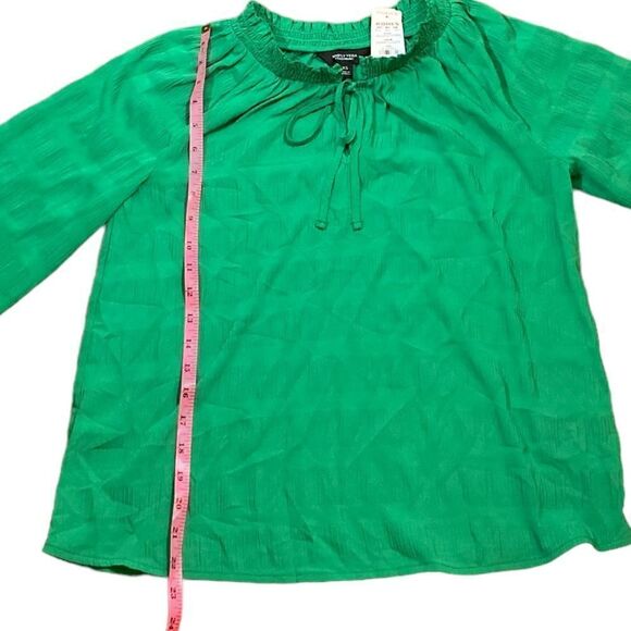Simply Vera Vera Wang Woman’s Tie Neck Green Blouse, Size XS, NWT - Picture 9 of 10